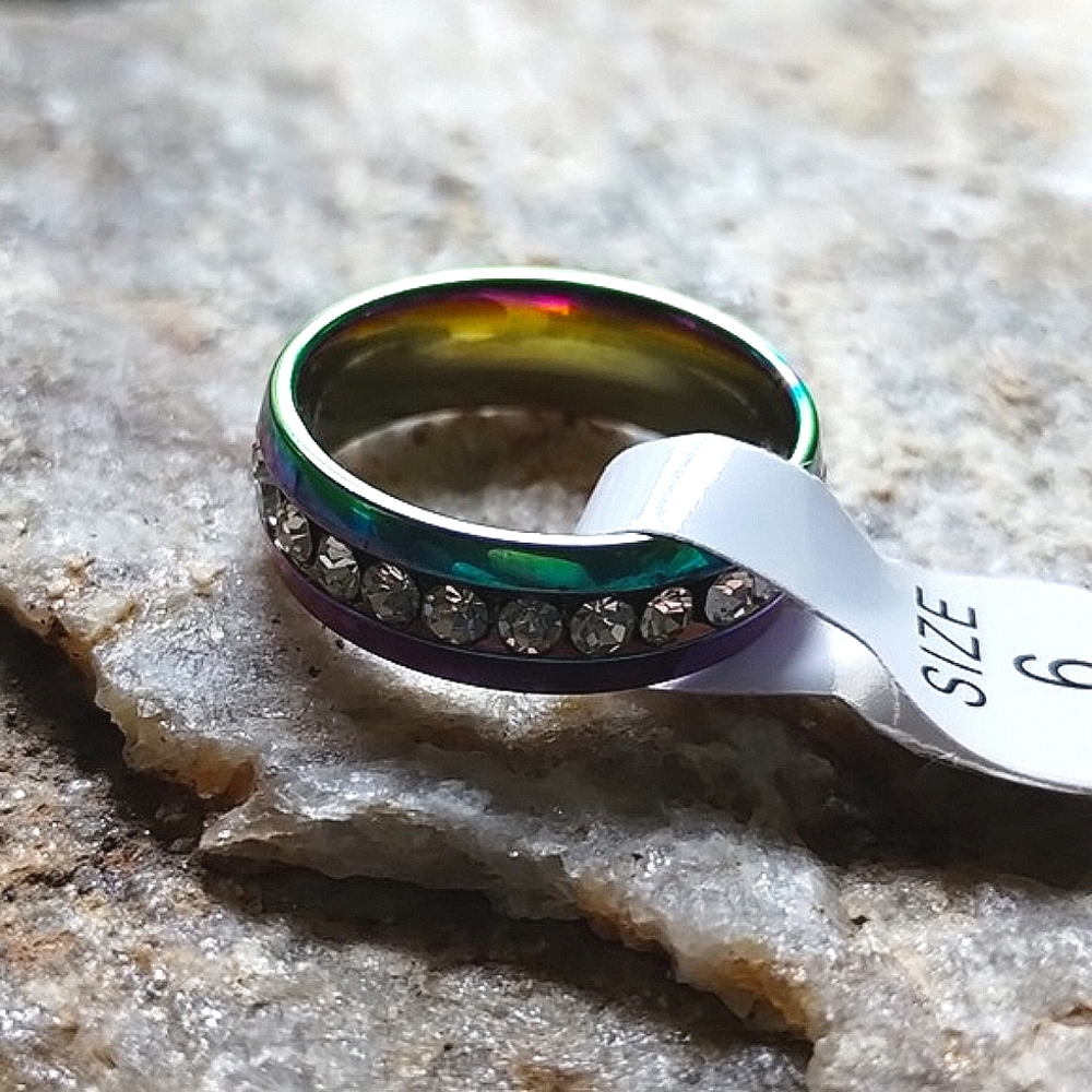 Stainless Steel Zircon Ring (size 6) - Picture 3 of 5